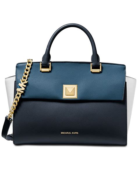 michael michael kors sylvia tricolor crossgrain leather top zip satchel|Michael Kors Sylvia Tri.